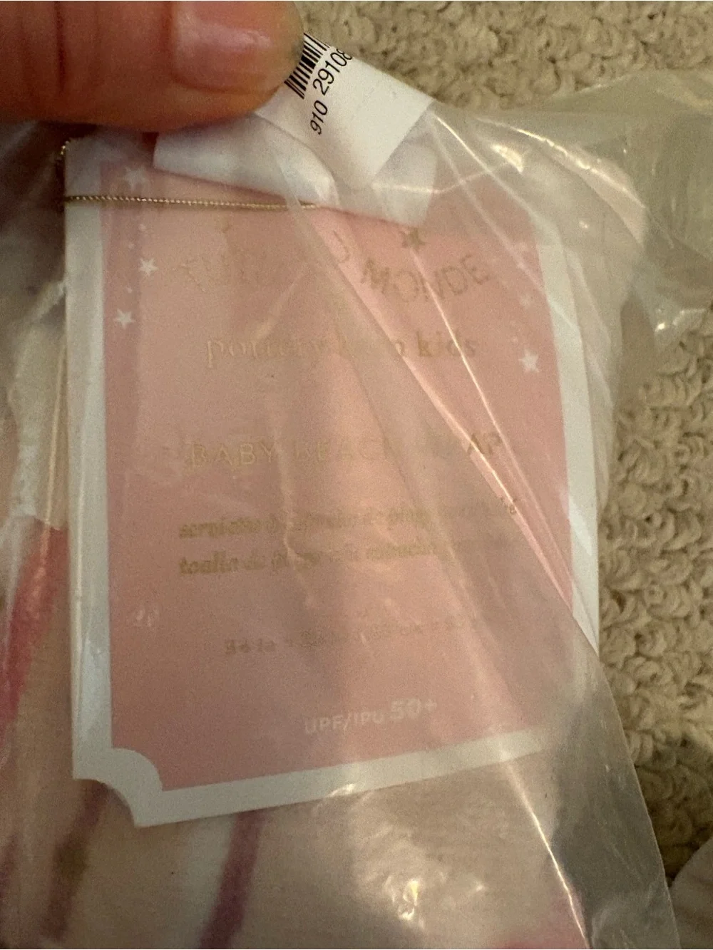 Pottery Barn Kids Light Pink Plush Hooded baby beach wrap nwt